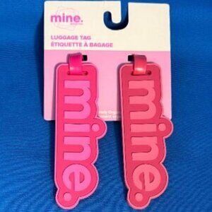 " MINE " SET OF 2 EASY TO SEE UNIQUE LUGGAGE / PINK BAG TAGS TRAVEL / TRAVELING